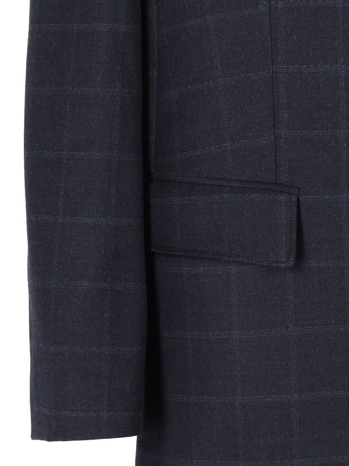 Emporio Armani Checked Blazer Jackets - Blue | c295ec227ffa72696e688044e81ac0bb4ac6f6e6