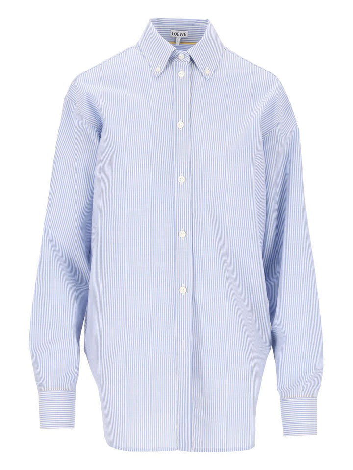 Loewe Fluid Wool Striped Shirt Shirts - Light blue | 5fd9a52b8b4b3a6350adebdbef9d9aafc93e9816
