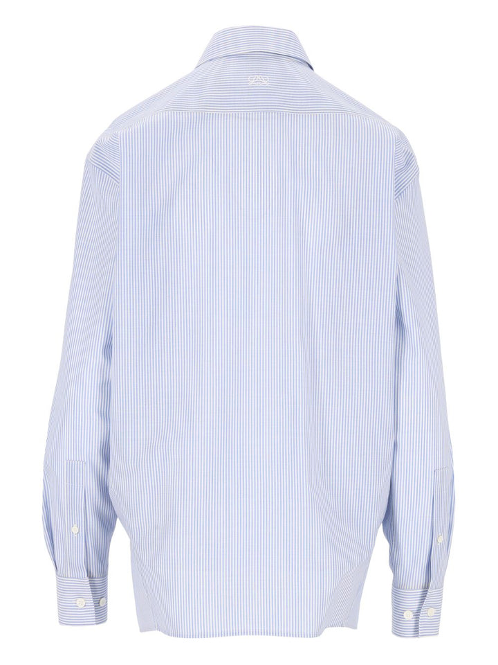 Loewe Fluid Wool Striped Shirt Shirts - Light blue | 076febf4ca63f6e511ab2f004eb660726078cb52