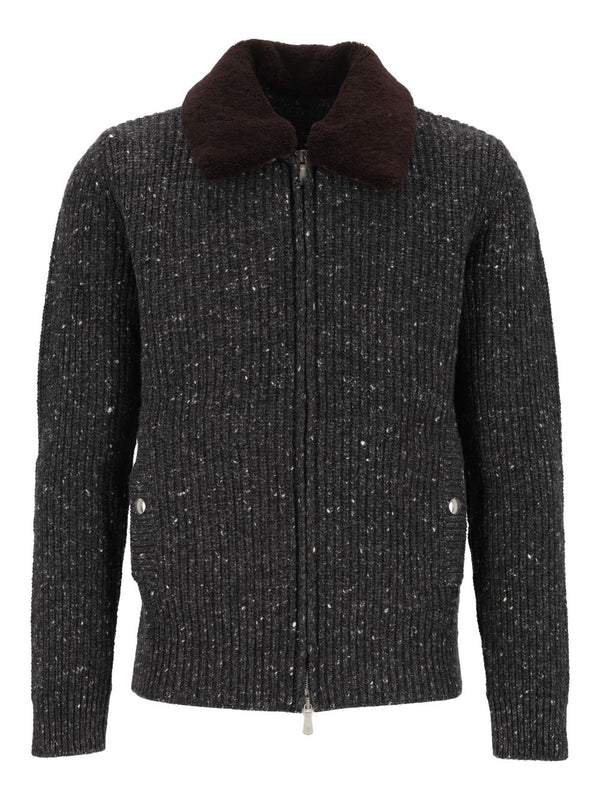 Giubbino In Maglia Full Zip Jackets Grey