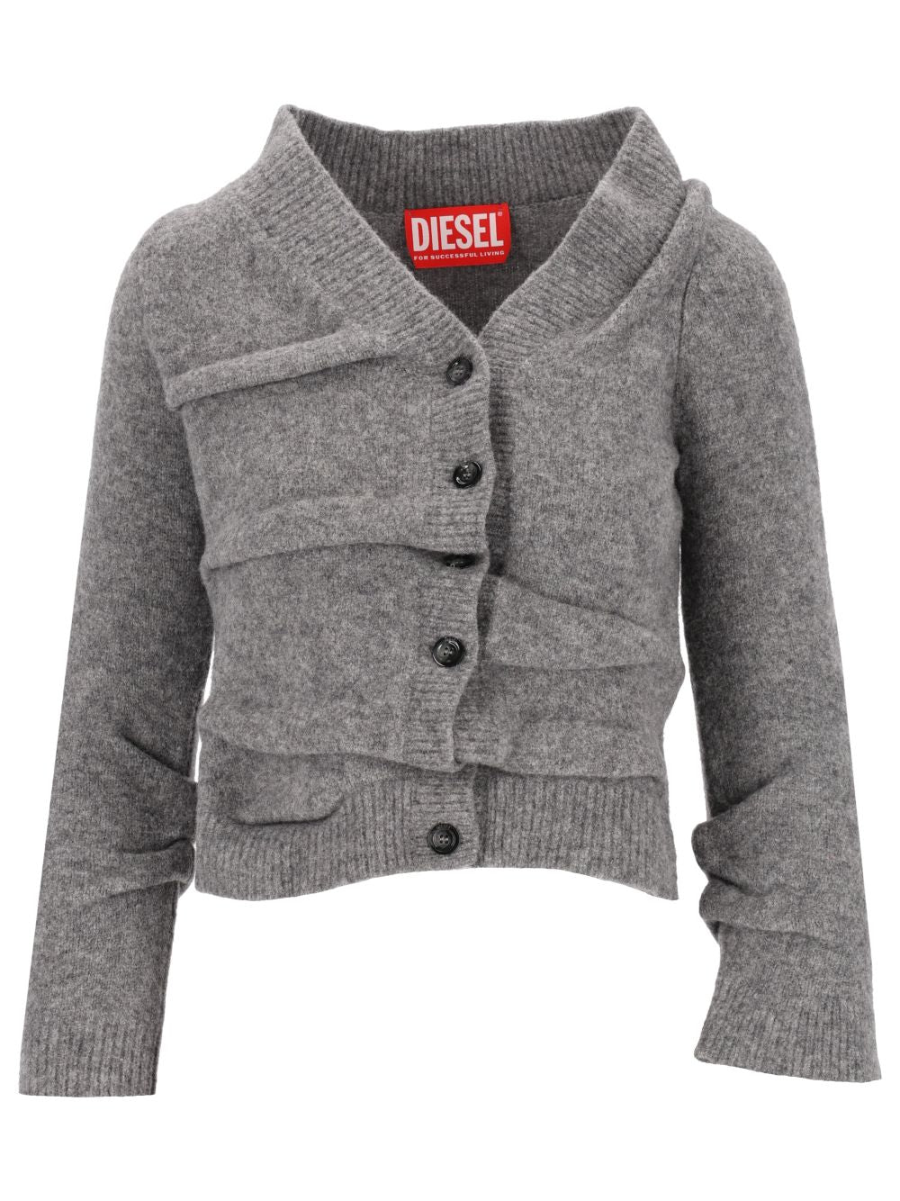 Diesel M-Ava Blend Cardigan Knitwear - Grey | 36a0889bff090b885767aabf052ee382adaafc6a
