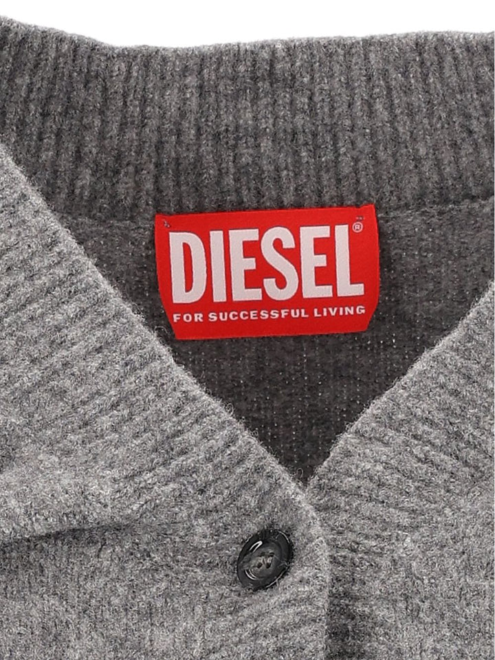 Diesel M-Ava Blend Cardigan Knitwear - Grey | 00f552358cfcdbee89491a8afac438b890c628e8
