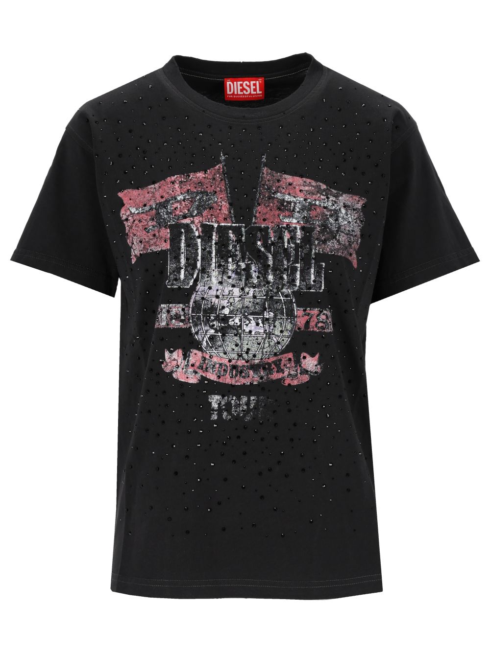 Diesel With Concert Graphics And Crystals T-Shirt - Black | 8954cbada3f7a8375d8d3706e4071293b6b079f6