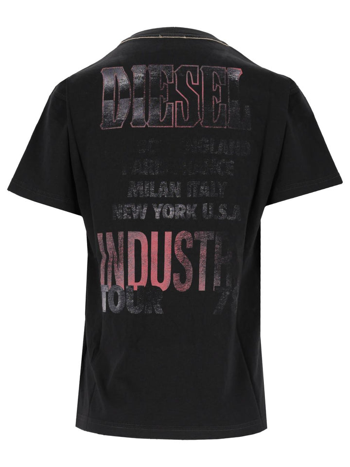 Diesel With Concert Graphics And Crystals T-Shirt - Black | b211f755b0befe092c37f4f6012aa7924667e9a7