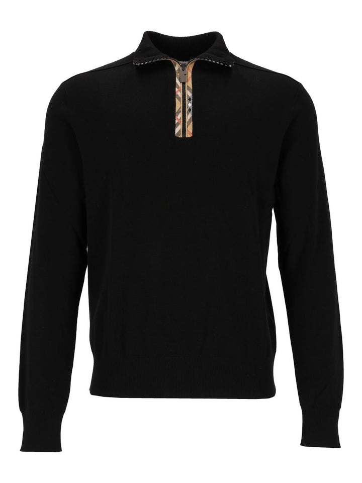 Burberry Cameron Wool Half-Zip Sweater Knitwear - Black | f4c9dfd27f8046f2dbefeaa79e091ab37d5db338