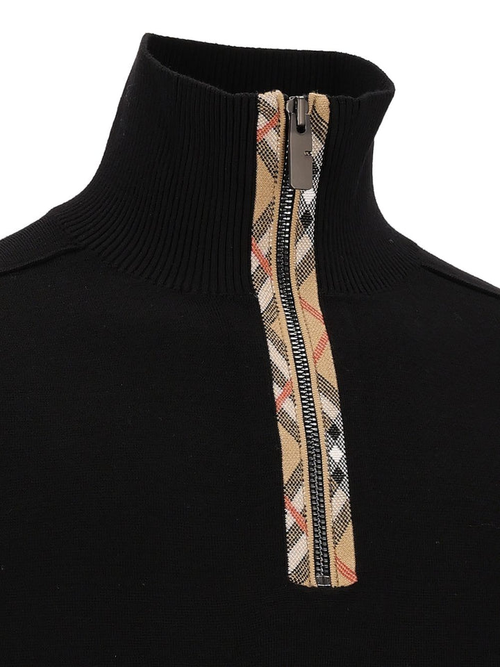 Burberry Cameron Wool Half-Zip Sweater Knitwear - Black | 7cfa7c6a5f89fd219304021e37d6eba65f0fcbf6