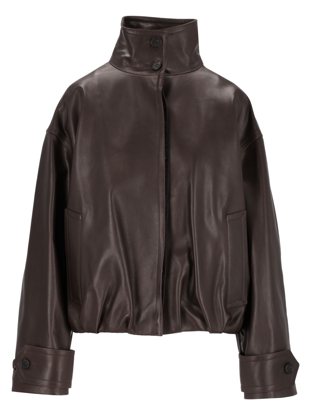 Durazzi Milano Oversized Leather Bomber Jacket Jackets - Brown | 3d892daef49fd10ae41d1bbf00cdf03792b76c83