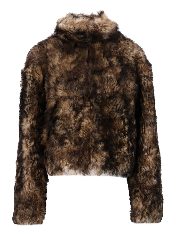 Durazzi Milano Cropped Shearling Jacket Coats - Brown | cc4889286afa081a54fdf96c1e906904795c2654
