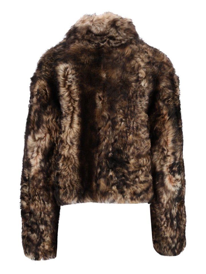 Durazzi Milano Cropped Shearling Jacket Coats - Brown | 67e006a5b29ba9dcaf363a4e34c3bcde42803720