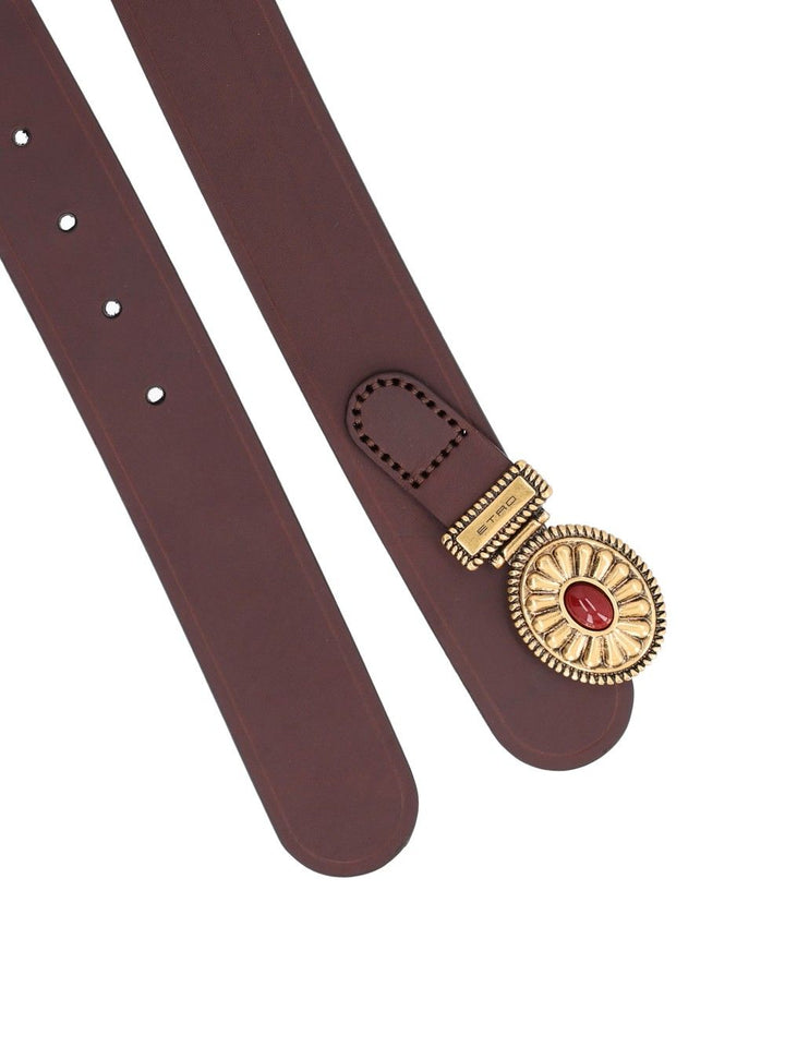 Etro Leather Belt With Crystals Belts - Brown | 7ab0553a192e442293527d58a6b1d4857bc48ea6
