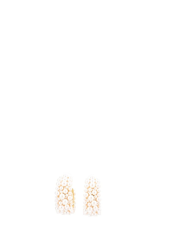 Pearl Cluster Hoop Earrings Jewelry Gold
