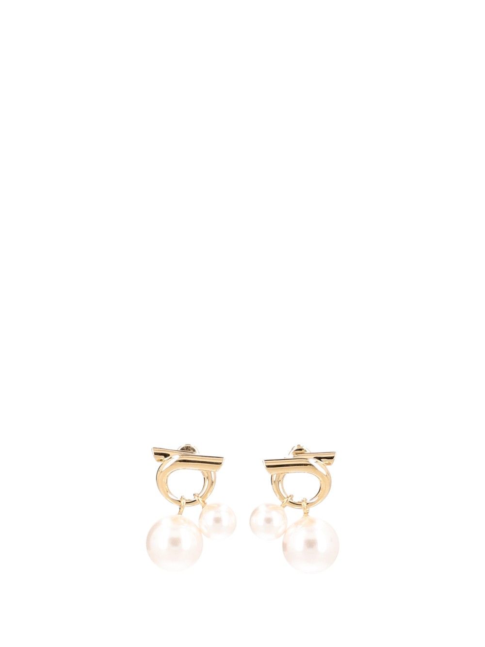 Ferragamo Gancini Earrings With Pearl-Effect Pendants Jewelry - Gold | 0459857357c4e99ac463f4271641eecb89128971