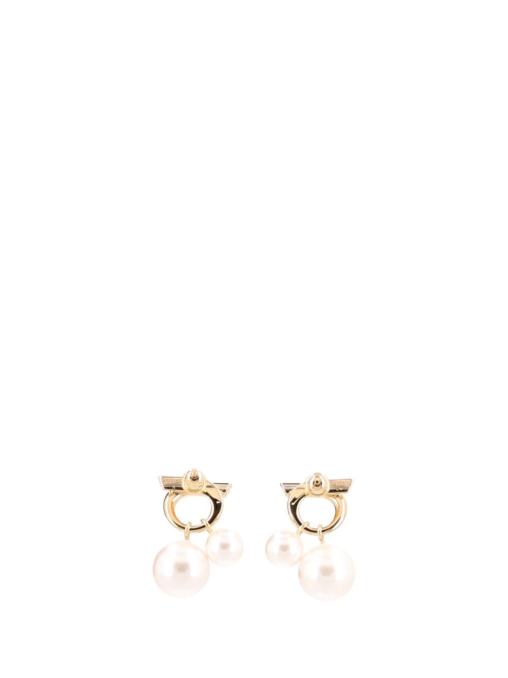 Ferragamo Gancini Earrings With Pearl-Effect Pendants Jewelry - Gold | 2c13d1de63037c68418e5e52d2c999cbafb34303