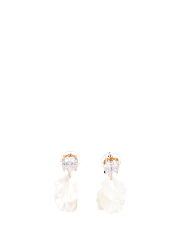 Crystal Pearl Petal Earrings Jewelry White