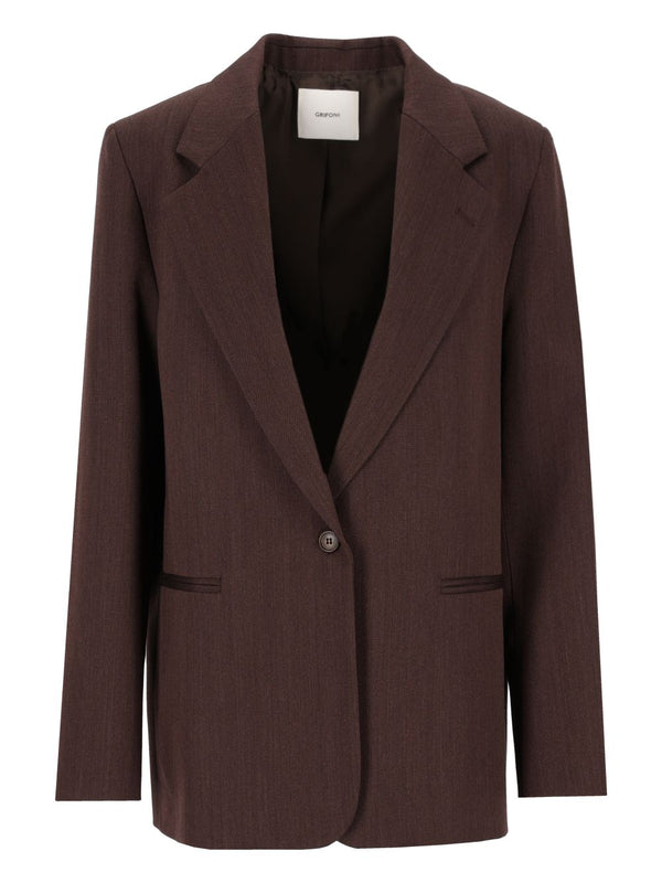 Single-Breasted Blazer Jackets Brown