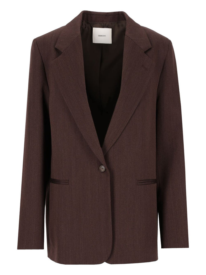 Grifoni Single-Breasted  Blazer Jackets - Brown | 5b1dc4aeae61044b9a9ccf628db5972e8805b36a