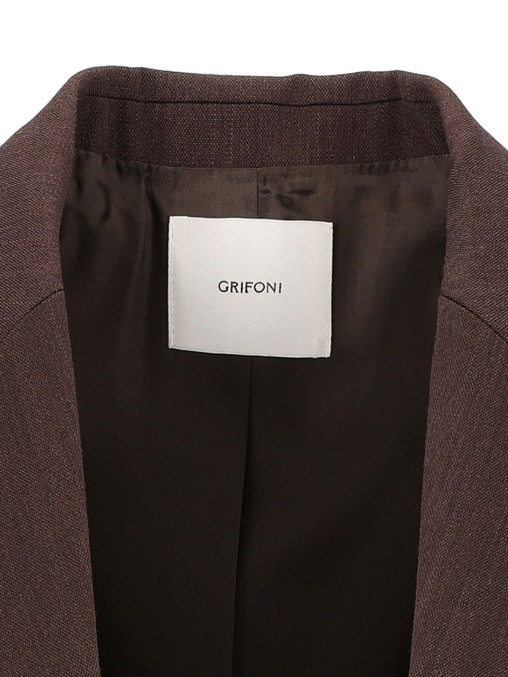 Grifoni Single-Breasted  Blazer Jackets - Brown | 35633d22574d3876437f23c2bbc06369cc6cfd3c