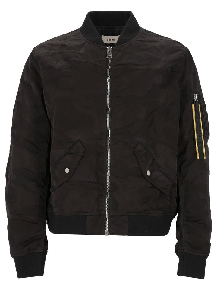 Fendi Nylon Bomber Jackets - Black | 87d411e1a9ce2e56aba4e270b11f4a042c6ce156
