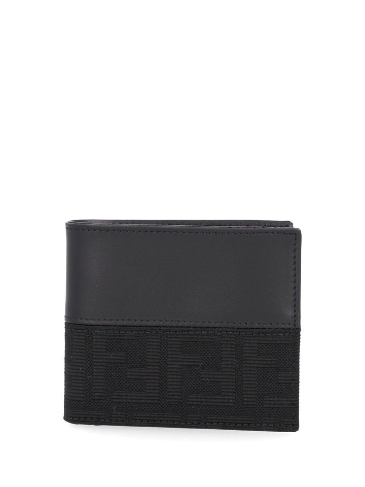 Fendi Leather Bi-Fold Wallet With Ff Motif Wallets Black