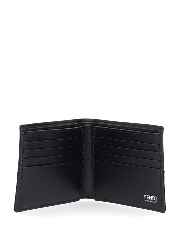 Fendi Leather Bi-Fold Wallet With Ff Motif Wallets Black