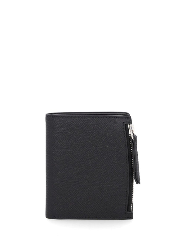 Compact Leather Wallet With Side Zip Wallets Black