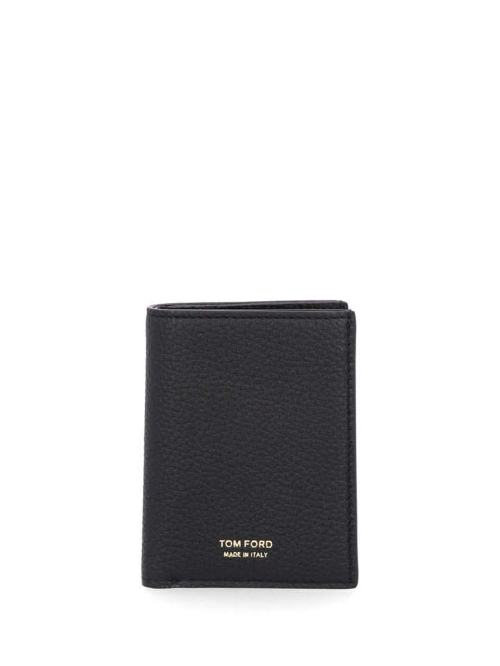 Tom Ford T Line Folding Leather Card Holder Wallets - Black | 420157b56e5d9671447e8b4c691c5bfe5fdff827