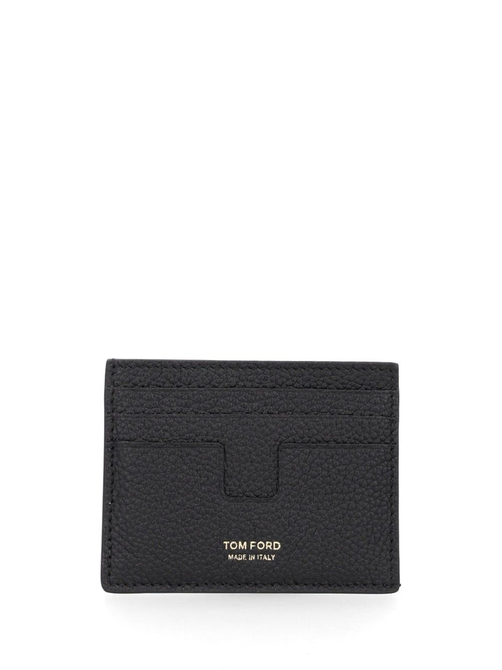 Tom Ford T Line Grained Leather Card Holder Wallets - Black | ecd8467688086f25e9a2f0a1cd2f49e1ae93d1a0