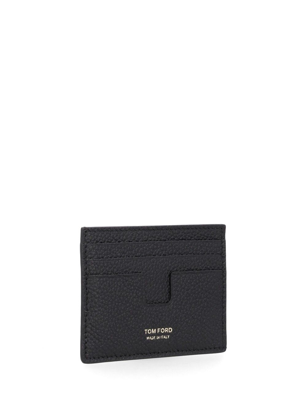 Tom Ford T Line Grained Leather Card Holder Wallets - Black | 3121c7f64e570fb57ede5464dedc405af75b8db0
