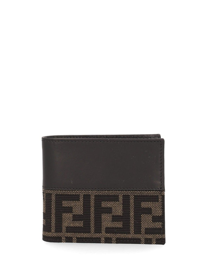 Fendi Leather Bi-Fold Wallet With Ff Motif Wallets Black