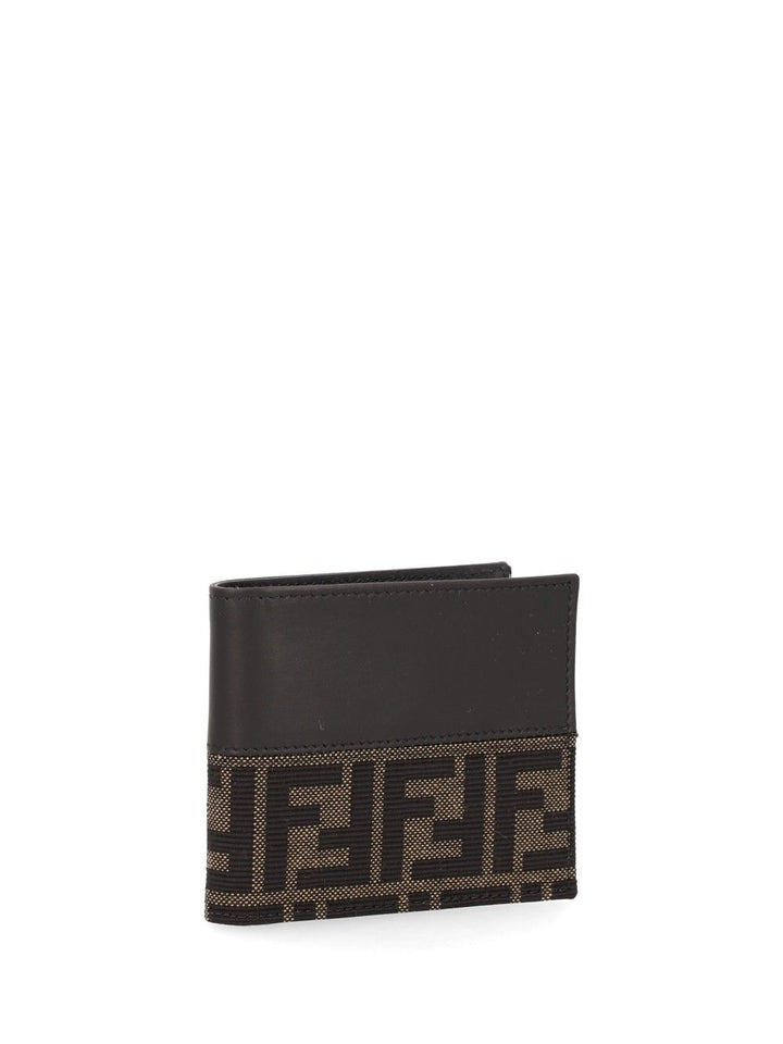 Fendi Leather Bi-Fold Wallet With Ff Motif Wallets Black