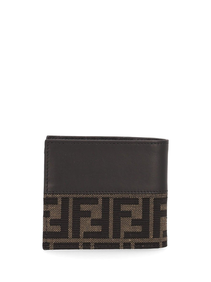 Fendi Leather Bi-Fold Wallet With Ff Motif Wallets Black