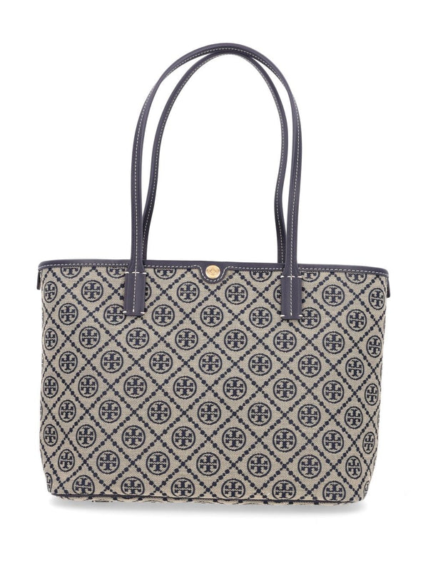 T Monogram Small Zip Tote Shoulder Bags Grey