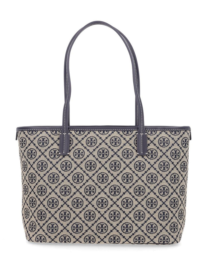 Tory Burch T Monogram Small Zip Tote Shoulder Bags Grey