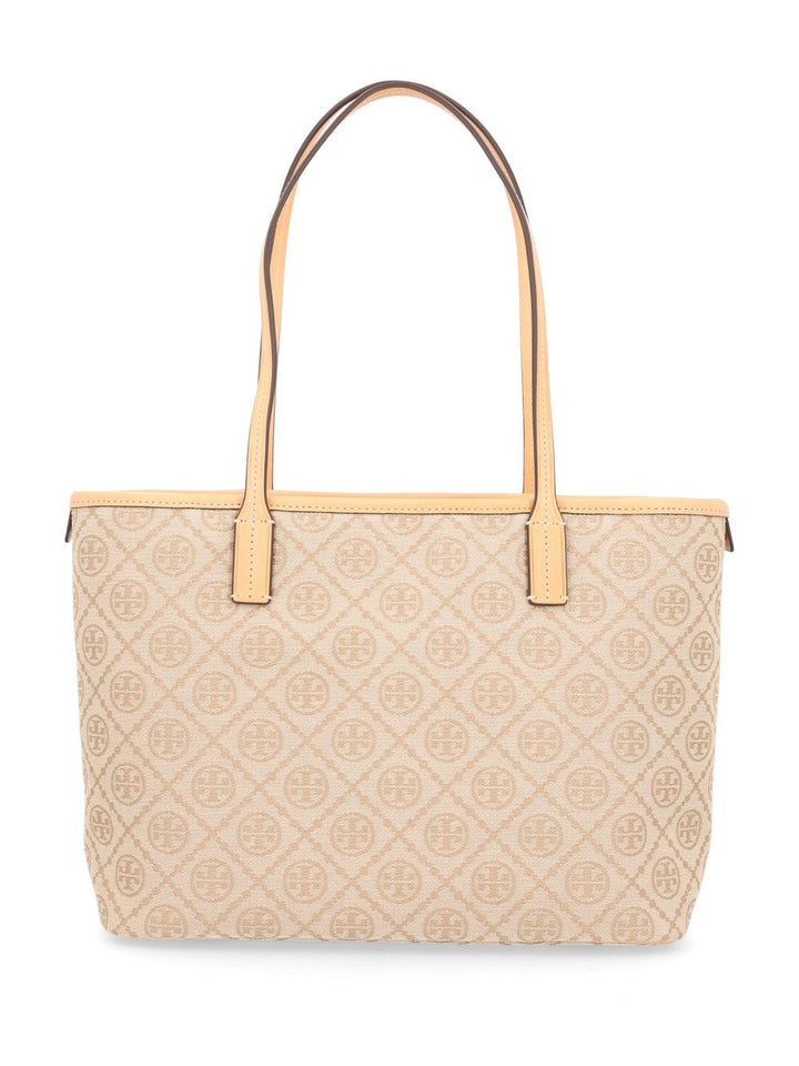 Tory Burch T Monogram Zip Handbags - Beige | be51f0b6182c8e5261c021a6c0f4e35a8962ebd6