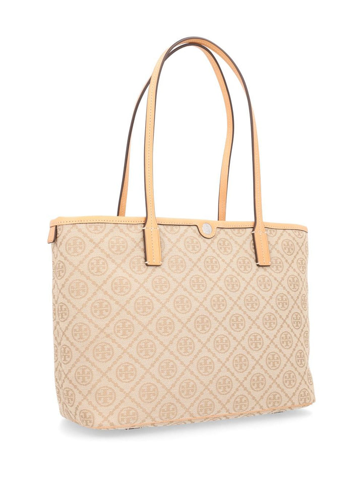 Tory Burch T Monogram Zip Handbags - Beige | 1f21a429e38ac0360219f4ab4cd5a5c6306de212