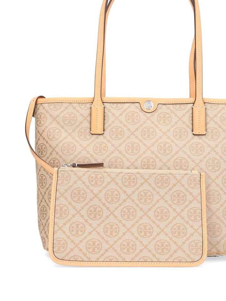 Tory Burch T Monogram Zip Handbags - Beige | a34acef4770cafb1b28661483bb5d5696cbf7cf1