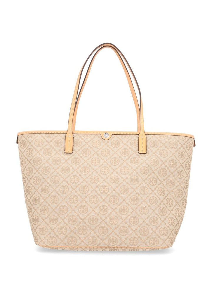 Tory Burch T Monogram Zip Handbags - Beige | 90900ff6c5c00363b9dcc6f89716f7fa63671571