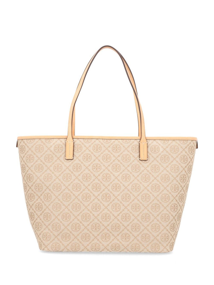 Tory Burch T Monogram Zip Handbags - Beige | c8c2ef050f36b2ca91d6f4ef043b3ef45304e607