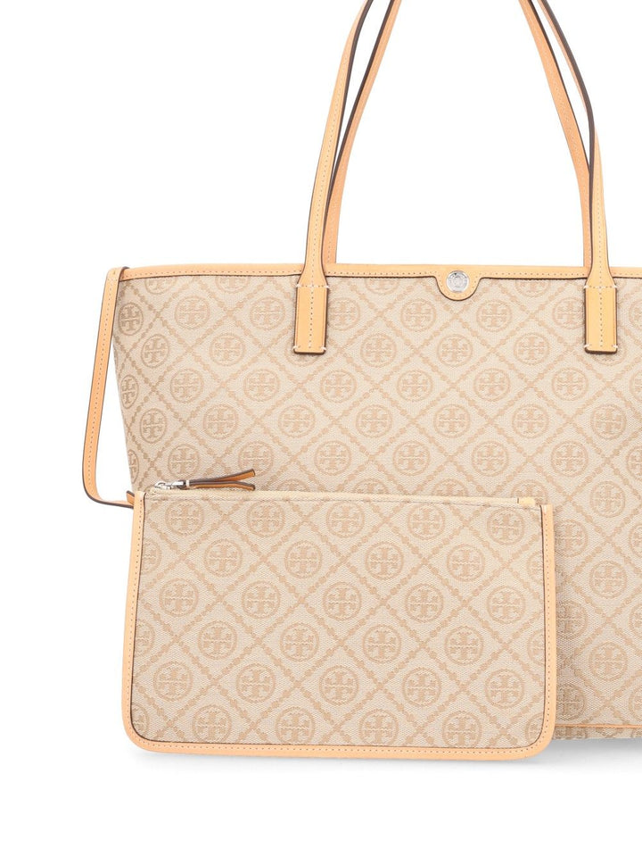 Tory Burch T Monogram Zip Handbags - Beige | 7b219829ebd40f25dbcb1f535ca0d14df02ff403