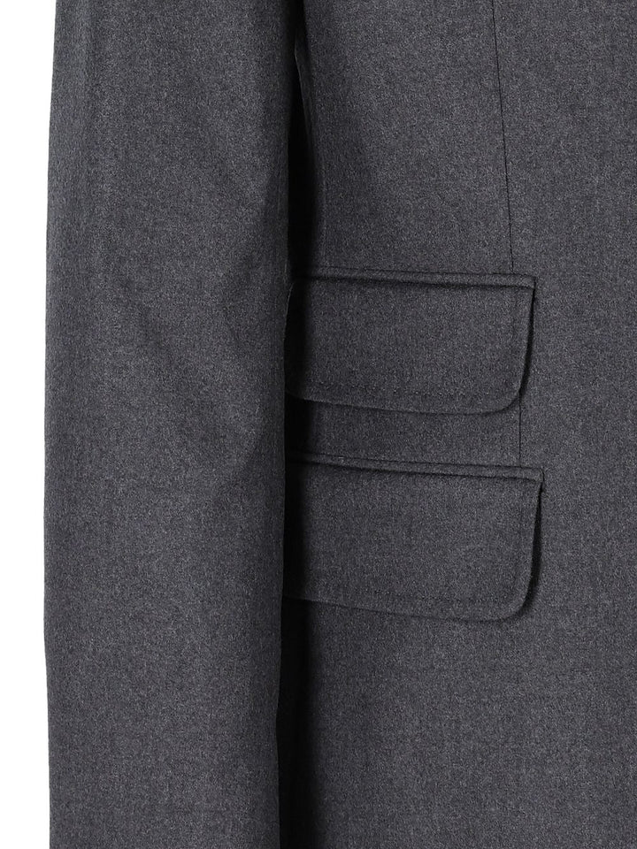 Ami Paris Virgin Wool Single-Breasted Blazer Jackets Grey
