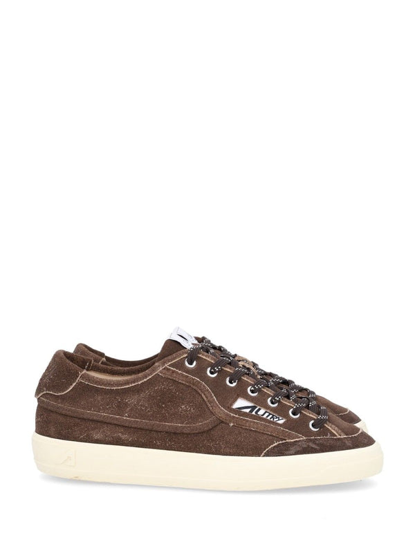Windscape Low In Check Fabric And Suede Sneakers Brown