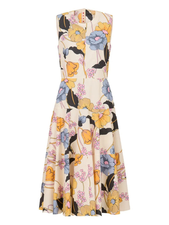 Poplin Midi Dress With Melodia Print