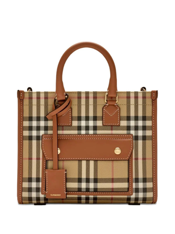 Mini Freya Tote Bag In Burberry Check Coated Cotton Blend