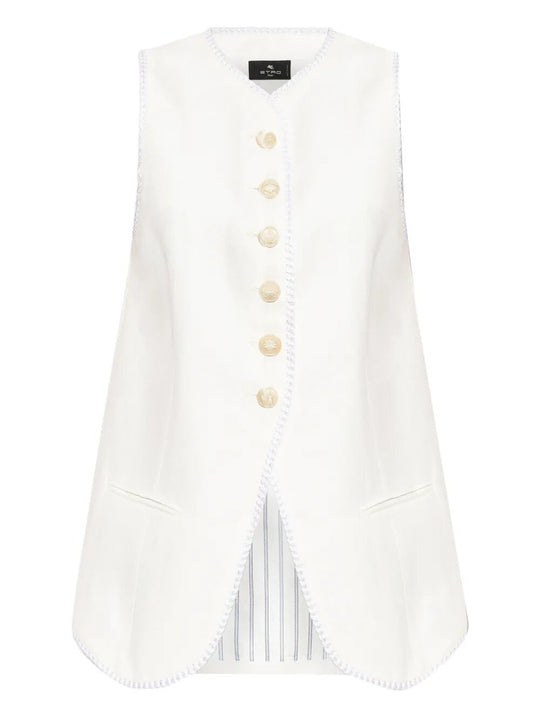 Button-Down Waistcoat With Trims