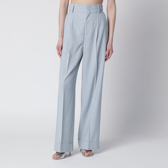 Light Blue Trousers In Viscose Blend