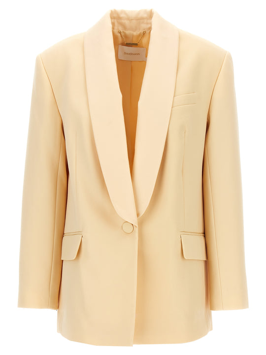 Illustration Shawl Tux Jacket Blazers Beige