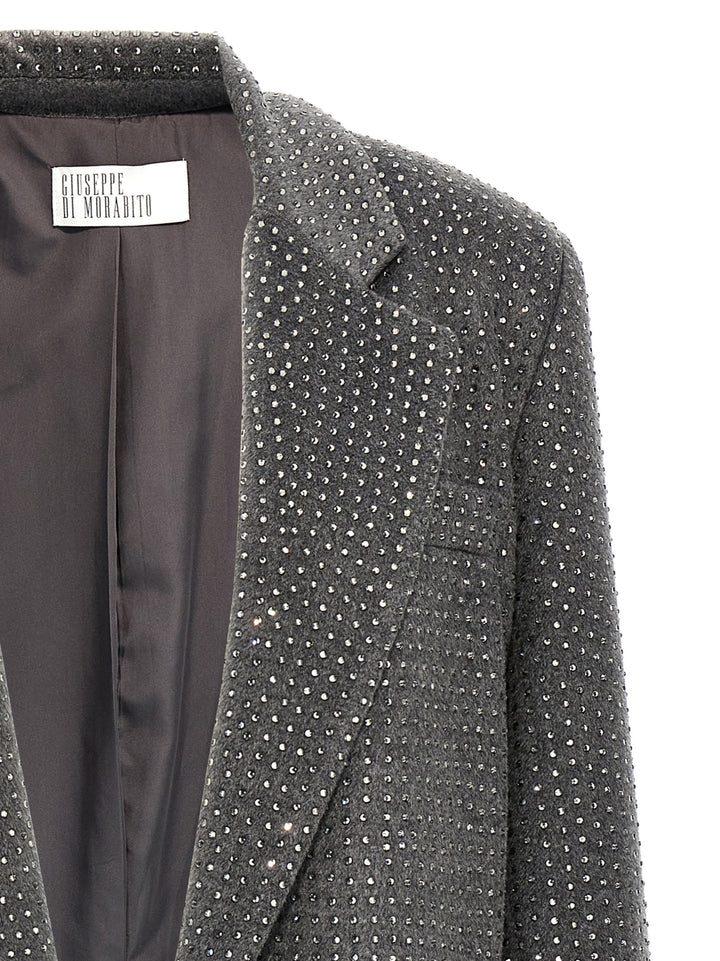 Rhinestone Blazer Jacket Blazer And Suits Gray