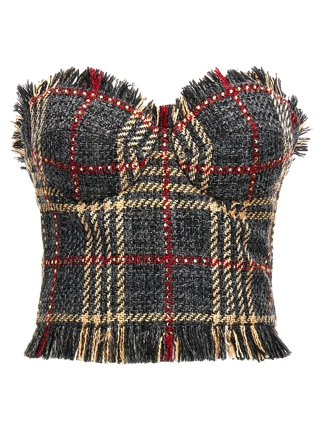 Check Bustier Top Tops Multicolor