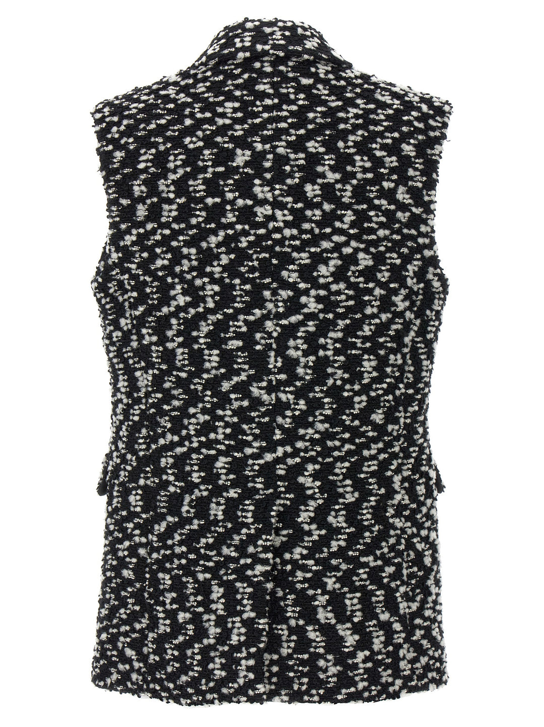 Double-Breasted Boucle Vest Gilet White/Black