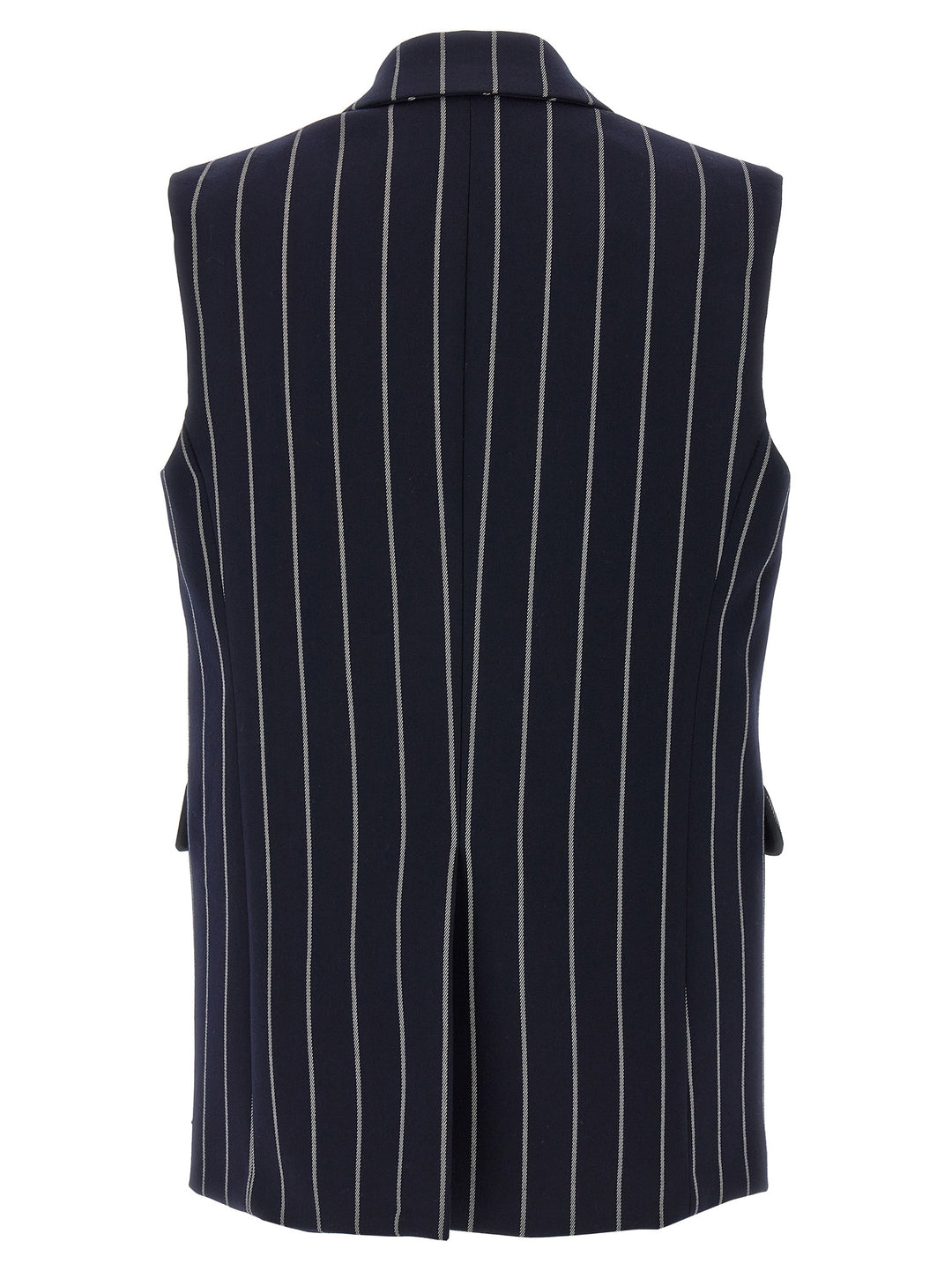 Double-Breasted Pinstripe Vest Gilet Blue